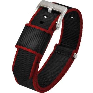 imageBARTON Elite NATO Style Watch Strap  18mm 20mm 22mm or 24mm  Seat Belt Nylon Watch BandsBlack  Crimson Red Edges