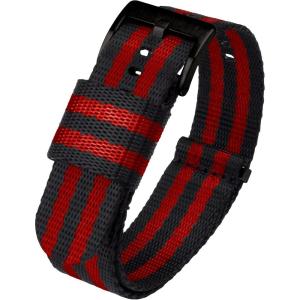 imageBARTON Elite NATO Style Watch Strap  18mm 20mm 22mm or 24mm  Seat Belt Nylon Watch BandsBlack  Red Stripes  Black PVD
