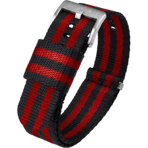 imageBARTON Elite NATO Style Watch Strap  18mm 20mm 22mm or 24mm  Seat Belt Nylon Watch BandsBlack  Red Stripes