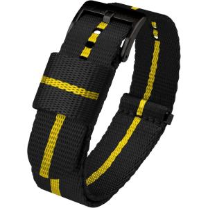 imageBARTON Elite NATO Style Watch Strap  18mm 20mm 22mm or 24mm  Seat Belt Nylon Watch BandsBlack  Yellow  Black PVD