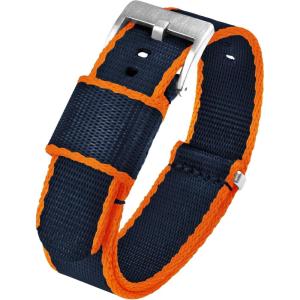 imageBARTON Elite NATO Style Watch Strap  18mm 20mm 22mm or 24mm  Seat Belt Nylon Watch BandsDark Blue  Orange Edges