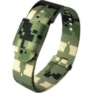 imageBARTON Elite NATO Style Watch Strap  18mm 20mm 22mm or 24mm  Seat Belt Nylon Watch BandsDigital Camouflage  Black PVD