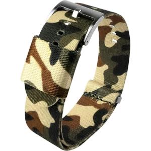 imageBARTON Elite NATO Style Watch Strap  18mm 20mm 22mm or 24mm  Seat Belt Nylon Watch BandsForest Camouflage