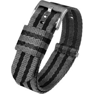 imageBARTON Elite NATO Style Watch Strap  18mm 20mm 22mm or 24mm  Seat Belt Nylon Watch BandsGrey  Black Stripes