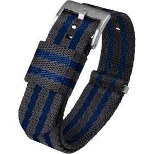 imageBARTON Elite NATO Style Watch Strap  18mm 20mm 22mm or 24mm  Seat Belt Nylon Watch BandsGrey  Blue Stripes