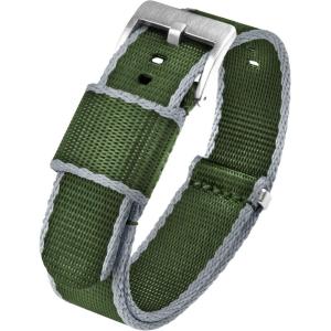 imageBARTON Elite NATO Style Watch Strap  18mm 20mm 22mm or 24mm  Seat Belt Nylon Watch BandsGrey  Green Edges
