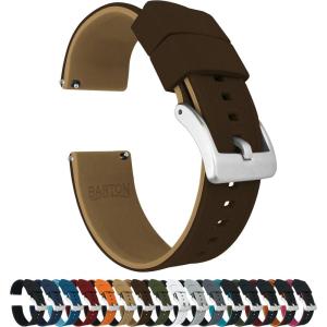 imageBARTON Elite Silicone Watch Bands  Quick Release  Choose Strap Color ampamp Buckle Color Stainless Steel Black PVD or Gunmetal Grey  18mm 20mm 22mm ampamp 24mm Watch StrapsChocolate Brown Top  Khaki Bottom
