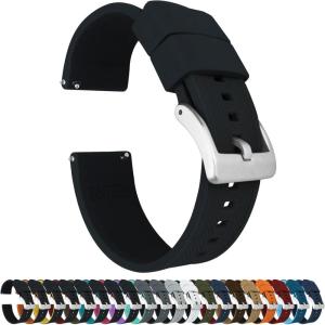 imageBARTON Elite Silicone Watch Bands  Quick Release  Choose Strap Color ampamp Buckle Color Stainless Steel Black PVD or Gunmetal Grey  18mm 20mm 22mm ampamp 24mm Watch StrapsBlack