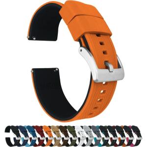imageBARTON Elite Silicone Watch Bands  Quick Release  Choose Strap Color ampamp Buckle Color Stainless Steel Black PVD or Gunmetal Grey  18mm 20mm 22mm ampamp 24mm Watch StrapsPumpkin Orange Top  Black Bottom