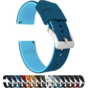 imageBARTON Elite Silicone Watch Bands  Quick Release  Choose Strap Color ampamp Buckle Color Stainless Steel Black PVD or Gunmetal Grey  18mm 20mm 22mm ampamp 24mm Watch StrapsTwo Toned Blue Flatwater
