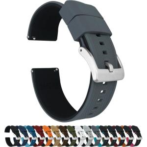 imageBARTON Elite Silicone Watch Bands  Quick Release  Choose Strap Color ampamp Buckle Color Stainless Steel Black PVD or Gunmetal Grey  18mm 20mm 22mm ampamp 24mm Watch StrapsSmoke Grey Top  Black Bottom