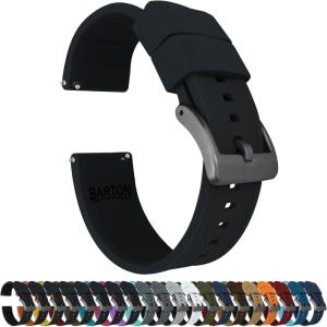 imageBARTON Elite Silicone Watch Bands  Quick Release  Choose Strap Color ampamp Buckle Color Stainless Steel Black PVD or Gunmetal Grey  18mm 20mm 22mm ampamp 24mm Watch StrapsBlack  Gunmetal Grey