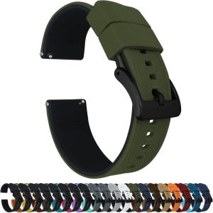 imageBARTON Elite Silicone Watch Bands  Quick Release  Choose Strap Color ampamp Buckle Color Stainless Steel Black PVD or Gunmetal Grey  18mm 20mm 22mm ampamp 24mm Watch StrapsArmy Green Top  Black Bottom