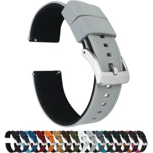 imageBARTON Elite Silicone Watch Bands  Quick Release  Choose Strap Color ampamp Buckle Color Stainless Steel Black PVD or Gunmetal Grey  18mm 20mm 22mm ampamp 24mm Watch StrapsCool Grey Top  Black Bottom