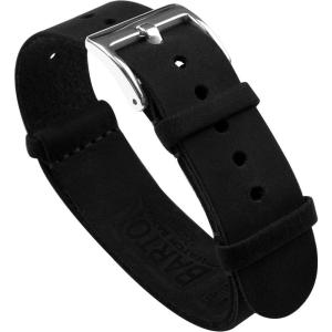 imageBARTON Leather NATO Style Watch Straps  Choose Color Length ampamp Width  18mm 20mm 22mm 24mm BandsBlack