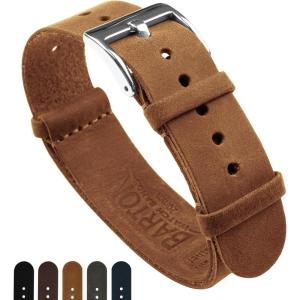 imageBARTON Leather NATO Style Watch Straps  Choose Color Length ampamp Width  18mm 20mm 22mm 24mm BandsGingerbread Brown