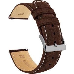 imageBARTON Suede Leather Watch Bands  Quick Release  Choose Strap Color ampamp Size  18mm 19mm 20mm 21mm 22mm 23mm ampamp 24mm Watch StrapsChocolate Brown