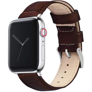 imageBARTON WATCH BANDS  Alligator Grain Leather Watch Bands Compatible with Apple Watch Models  1 2 3 4 5 6 7 8 9 10 SE Ultra ampamp Ultra 2Coffee Brown  Stainless Hardware