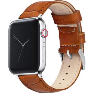 imageBARTON WATCH BANDS  Alligator Grain Leather Watch Bands Compatible with Apple Watch Models  1 2 3 4 5 6 7 8 9 10 SE Ultra ampamp Ultra 2Toffee Brown  Stainless Hardware