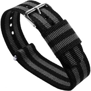 imageBARTON WATCH BANDS  Ballistic Nylon NATO Style Straps  Choice of Color Length ampamp Width 18mm 20mm 22mm or 24mmBlackSmoke Bond