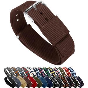 imageBARTON WATCH BANDS  Ballistic Nylon NATO Style Straps  Choice of Color Length ampamp Width 18mm 20mm 22mm or 24mmChocolate Brown