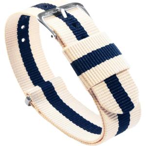 imageBARTON WATCH BANDS  Ballistic Nylon NATO Style Straps  Choice of Color Length ampamp Width 18mm 20mm 22mm or 24mmLinenNavy