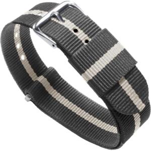 imageBARTON WATCH BANDS  Ballistic Nylon NATO Style Straps  Choice of Color Length ampamp Width 18mm 20mm 22mm or 24mmSmokeLinen