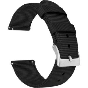 imageBARTON WATCH BANDS  Ballistic Nylon Twopiece NATO Style Straps  Choice of Color ampamp Width 18mm 20mm 22mmBlack
