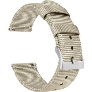 imageBARTON WATCH BANDS  Ballistic Nylon Twopiece NATO Style Straps  Choice of Color ampamp Width 18mm 20mm 22mmKhaki Tan