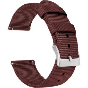 imageBARTON WATCH BANDS  Ballistic Nylon Twopiece NATO Style Straps  Choice of Color ampamp Width 18mm 20mm 22mmMerlot