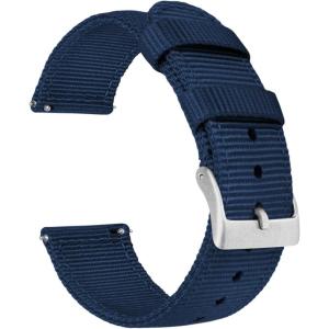 imageBARTON WATCH BANDS  Ballistic Nylon Twopiece NATO Style Straps  Choice of Color ampamp Width 18mm 20mm 22mmNavy Blue
