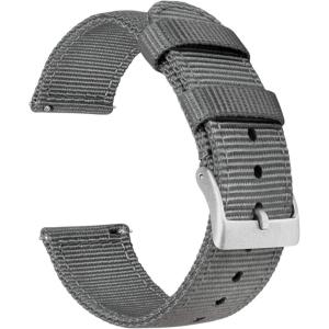 imageBARTON WATCH BANDS  Ballistic Nylon Twopiece NATO Style Straps  Choice of Color ampamp Width 18mm 20mm 22mmSmoke Grey