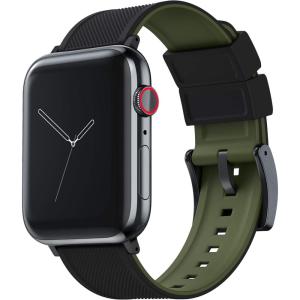 imageBARTON WATCH BANDS  Black Top ampamp Army Green Bottom Elite Silicone Watch Band Compatible with Apple Watch Series 1 2 3 4 5 6 7 8 SE Ultra  38mm40mm41mm