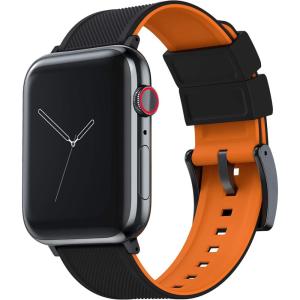 imageBARTON WATCH BANDS  Black Top ampamp Pumpkin Orange Bottom Black PVD Hardware Elite Silicone Watch Bands Compatible with Apple Watch Models  1 2 3 4 5 6 7 8 9 10 SE Ultra ampamp Ultra 2  38mm40mm41mm