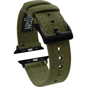 imageBARTON WATCH BANDS  Canvas Watch Bands Compatible with Apple Watch Models  1 2 3 4 5 6 7 8 9 10 SE Ultra ampamp Ultra 2Army Green Black PVD Hardware