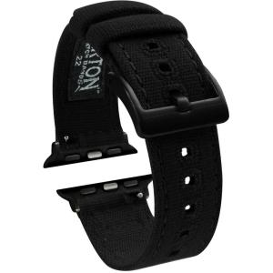 imageBARTON WATCH BANDS  Canvas Watch Bands Compatible with Apple Watch Models  1 2 3 4 5 6 7 8 9 10 SE Ultra ampamp Ultra 2Black Black PVD Hardware