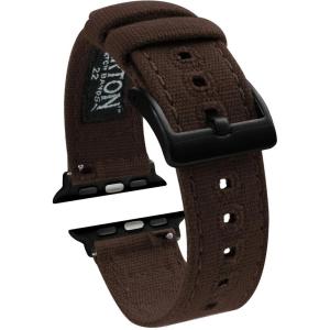 imageBARTON WATCH BANDS  Canvas Watch Bands Compatible with Apple Watch Models  1 2 3 4 5 6 7 8 9 10 SE Ultra ampamp Ultra 2Chocolate Brown Black PVD Hardware