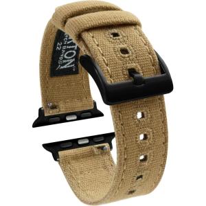 imageBARTON WATCH BANDS  Canvas Watch Bands Compatible with Apple Watch Models  1 2 3 4 5 6 7 8 9 10 SE Ultra ampamp Ultra 2Khaki Tan Black PVD Hardware