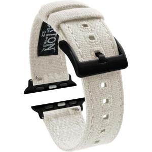 imageBARTON WATCH BANDS  Canvas Watch Bands Compatible with Apple Watch Models  1 2 3 4 5 6 7 8 9 10 SE Ultra ampamp Ultra 2Linen White Black PVD Hardware
