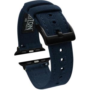 imageBARTON WATCH BANDS  Canvas Watch Bands Compatible with Apple Watch Models  1 2 3 4 5 6 7 8 9 10 SE Ultra ampamp Ultra 2Navy Blue Black PVD Hardware