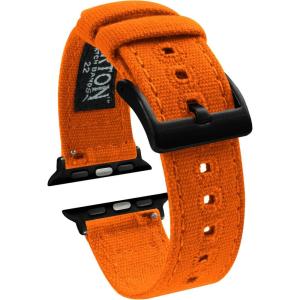 imageBARTON WATCH BANDS  Canvas Watch Bands Compatible with Apple Watch Models  1 2 3 4 5 6 7 8 9 10 SE Ultra ampamp Ultra 2Pumpkin Orange Black PVD Hardware