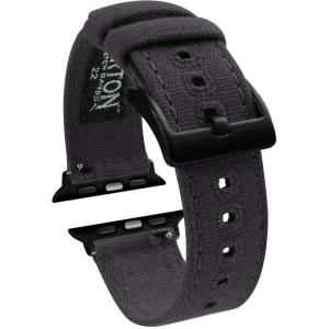 imageBARTON WATCH BANDS  Canvas Watch Bands Compatible with Apple Watch Models  1 2 3 4 5 6 7 8 9 10 SE Ultra ampamp Ultra 2Smoke Grey Black PVD Hardware