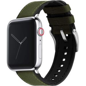imageBARTON WATCH BANDS  Cordura Fabric ampamp Silicone Hybrid Watch Bands Compatible with Apple Watch Models  1 2 3 4 5 6 7 8 9 10 SE Ultra ampamp Ultra 2Army Green