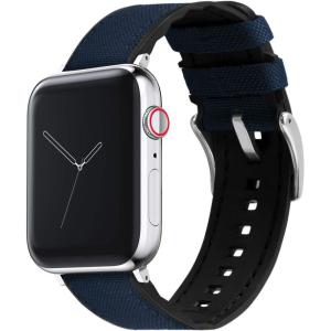 imageBARTON WATCH BANDS  Cordura Fabric ampamp Silicone Hybrid Watch Bands Compatible with Apple Watch Models  1 2 3 4 5 6 7 8 9 10 SE Ultra ampamp Ultra 2Navy Blue