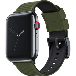 imageBARTON WATCH BANDS  Elite Silicone Watch Bands Compatible with Apple Watch Models  1 2 3 4 5 6 7 8 9 10 SE Ultra ampamp Ultra 2Army Green Top  Black Bottom Black PVD Hardware