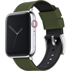 imageBARTON WATCH BANDS  Elite Silicone Watch Bands Compatible with Apple Watch Models  1 2 3 4 5 6 7 8 9 10 SE Ultra ampamp Ultra 2Army Green Top  Black Bottom
