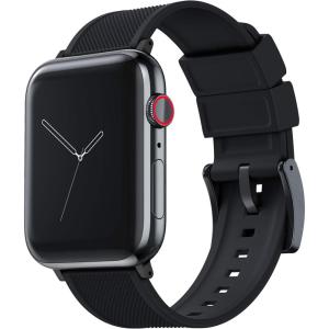 imageBARTON WATCH BANDS  Elite Silicone Watch Bands Compatible with Apple Watch Models  1 2 3 4 5 6 7 8 9 10 SE Ultra ampamp Ultra 2Black Black PVD Hardware