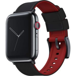 imageBARTON WATCH BANDS  Elite Silicone Watch Bands Compatible with Apple Watch Models  1 2 3 4 5 6 7 8 9 10 SE Ultra ampamp Ultra 2Black Top  Crimson Red Bottom Black PVD Hardware