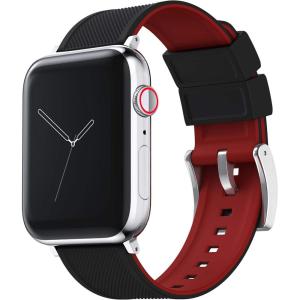 imageBARTON WATCH BANDS  Elite Silicone Watch Bands Compatible with Apple Watch Models  1 2 3 4 5 6 7 8 9 10 SE Ultra ampamp Ultra 2Black Top  Crimson Red Bottom