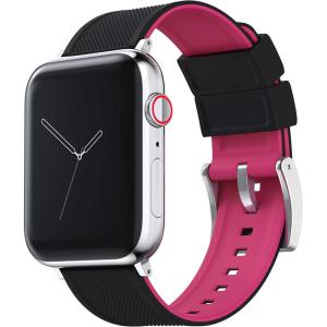 imageBARTON WATCH BANDS  Elite Silicone Watch Bands Compatible with Apple Watch Models  1 2 3 4 5 6 7 8 9 10 SE Ultra ampamp Ultra 2Black Top  Pink Bottom